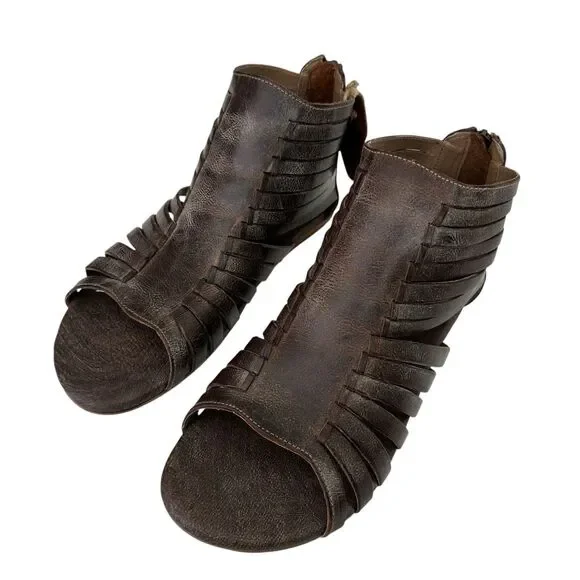 Roan by Bed Stu Pearl Gladiator Sandal Sz 8.5 Brown Leather Women’s Strappy NWOB - Picture 2 of 12